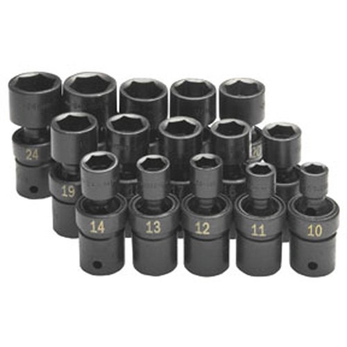 SK Hand Tool 34350 1/2 Inch Dr Metric Universal Impact Socket Set, 15