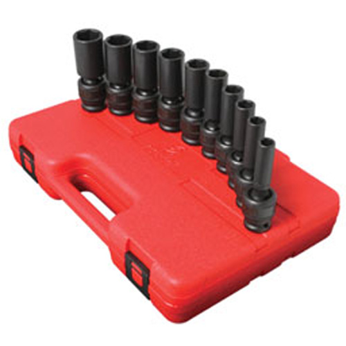 Sunex 2659 1/2 In Dr 6 Pt 10-Pc Deep Universal Fractional Set