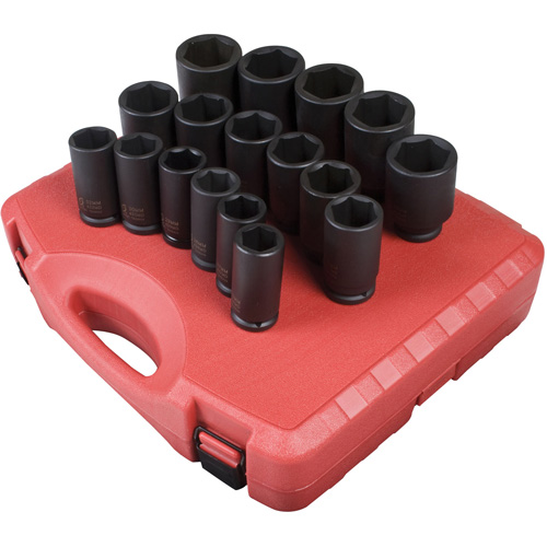 Sunex 4686 3/4 Inch Dr 6 Pt 17 Pc Deep Metric Set