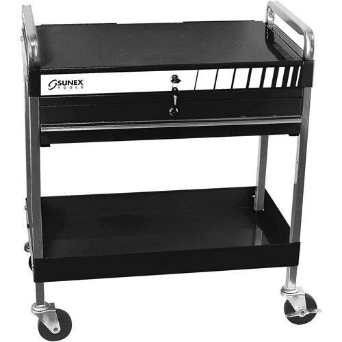Sunex 8013ABK Service Cart with Locking Top &amp; Locking Drawer