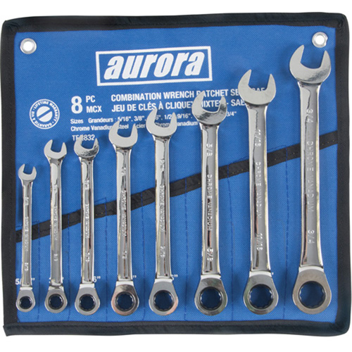 Aurora Tools TEQ832 Fixed Head Wrench Set, Combination, 8-piece, Imperial