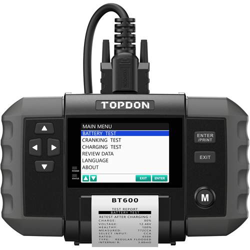 TOPDON BT600 BT600 12V Battery &amp; 12V/24V System Tester with Built-in Printer