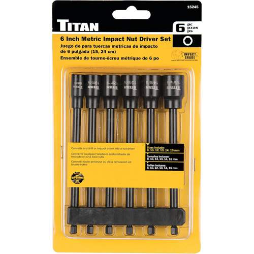 Titan 15245 6-Piece SAE Long Reach Impact Grade Nut Driver Set