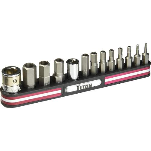 Titan 16135 Tamper-Resistant SAE Bit Socket Set with Magnetic Holder