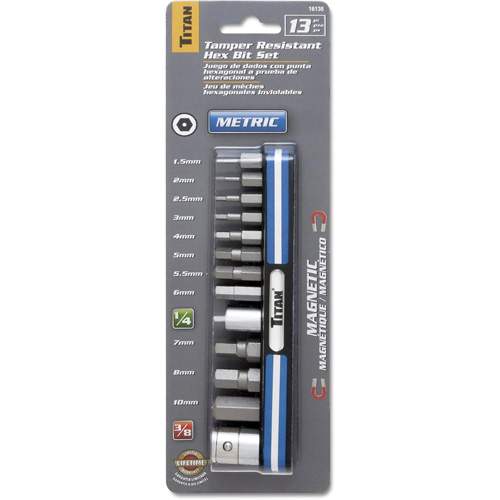 Titan 16136 Tamper-Resistant Metric Bit Socket Set with Magnetic Holder