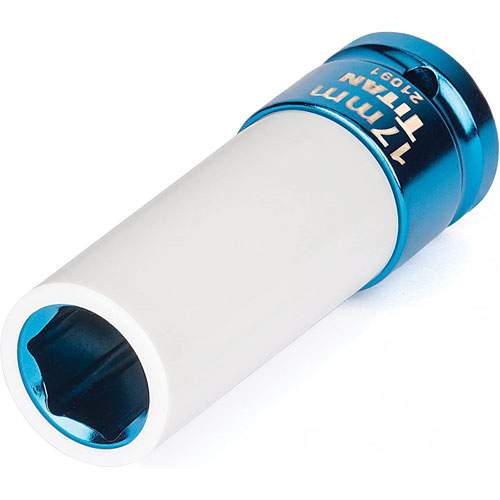 Titan 21091 1/2 Drive 6 Pt Non-Marring Lug Nut Socket, 17mm