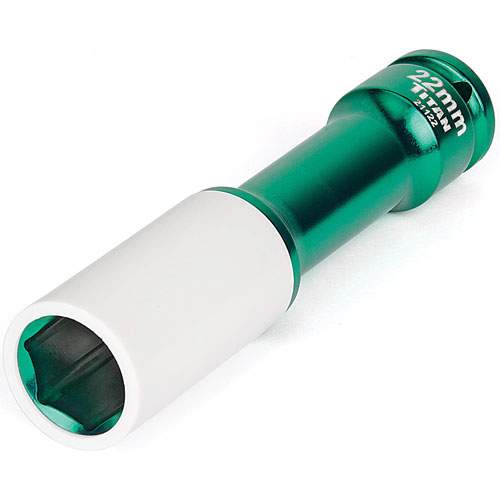 Titan 21122 1/2 Drive 6 Pt XL Non-Marring Lug Nut Socket, 22mm