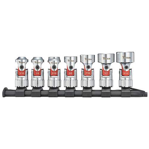 Titan 66860 7 pc. 1/4 in. Drive SAE Auto-Flex Universal Socket Set