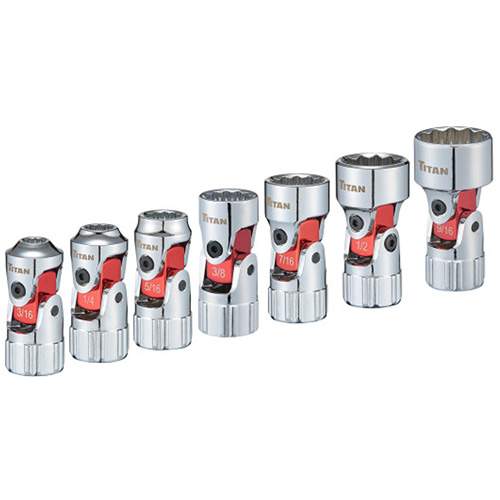 Titan 66860 7 pc. 1/4 in. Drive SAE Auto-Flex Universal Socket Set