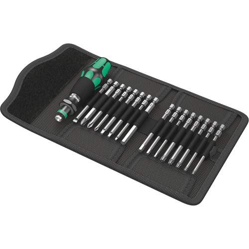Wera 05051042001 Kraftform Kompakt 60 Screwdriver &amp; Bit Set 17-PC, 6-3/32" L, Plastic Handle