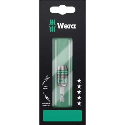 Wera 05073511001 Ringmagnet Adaptor with Strong Magnet, 1/4" Drive Size, 2-1/4" L