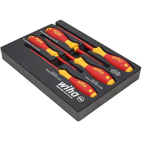 WIHA 32081 5-Piece Insulated SoftFinish&reg; Cushion Grip Screwdriver Tray Set