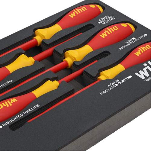 WIHA 32081 5-Piece Insulated SoftFinish&reg; Cushion Grip Screwdriver Tray Set
