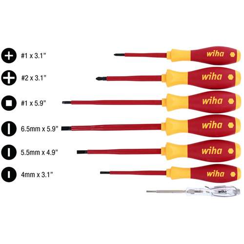 WIHA 32087 Insulated SoftFinish Screwdriver and Voltage Detector Set