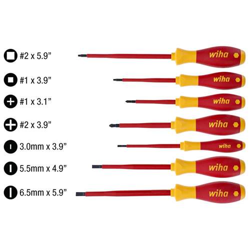WIHA 32097 7-Piece Insulated SoftFinish&reg; Screwdriver Set
