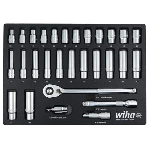 WIHA 33895 Professional Metric Socket Tray Set