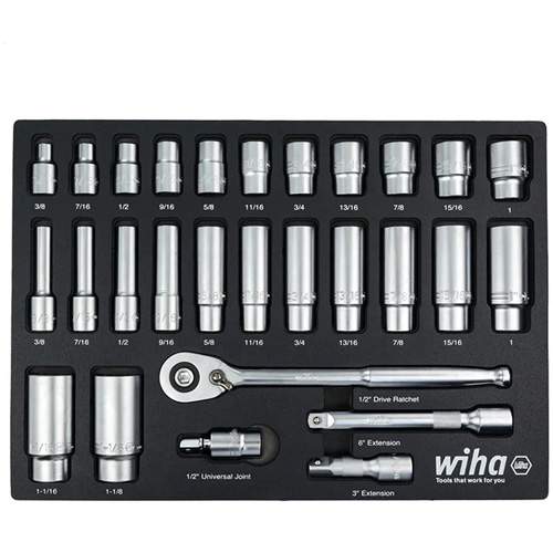 WIHA 33896 Professional SAE Socket Tray Set