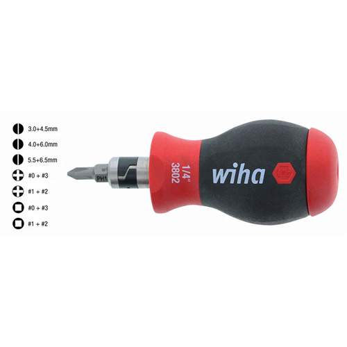 WIHA 38090 14-in-1 SoftFinish Stubby Multi-Bit Driver