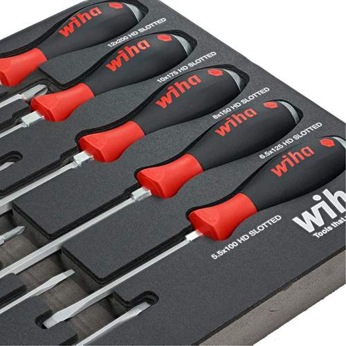 WIHA 53180 SoftFinish&reg; XHeavy Duty Cushion Grip Screwdriver Tray Set