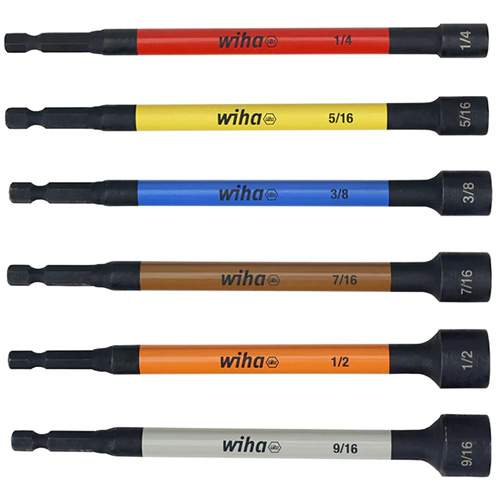 WIHA 70486 Color Coded Magnetic Nut Setter SAE Set
