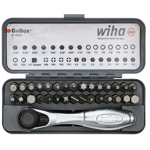 WIHA 74984 GoBox Standard Bit Set with Mini Ratchet
