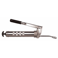 Dual Leverage 16 oz with Flexible Extension Cartridge Develops up to 7,500 psi Volume or Pressure Mode Bulk or 14 oz Delivery 1 oz./30 Strokes Alemite 555-E Pistol Grip Grease Gun Dual Leverage 16 oz with Flexible Extension Cartridge Develops up to 7,500 psi Volume or Pressure Mode Bulk or 14 oz Delivery 1 oz./30 Strokes Alemite 555-E Pistol Grip Grease Gun