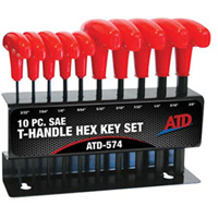ATD 574 T-Handle Hex Key Set SAE 10 Pc