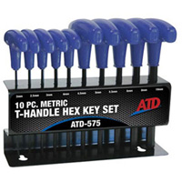ATD 575 T-Handle Hex Key Set Metric 10 Pc