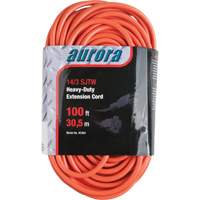Aurora Tools XC484 Vinyl Extension Cord, Outdoor, SJTW, 14/3 AWG, 13 A, 100'