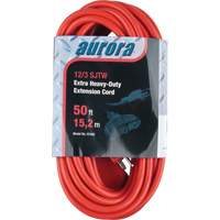 Aurora Tools XC492 Vinyl Extension Cord, Outdoor, SJTW, 12/3 AWG, 15 A, 3 Outlet(s), 50'