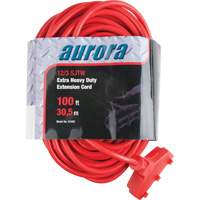 Aurora Tools XC493 Vinyl Extension Cord, Outdoor, SJTW, 12/3 AWG, 15 A, 3 Outlet(s), 100'