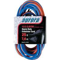 Aurora Tools XC503 TPE-Rubber Extension Cord With Light Indicator, All-Weather, SJEOW, 12/3 AWG, 15 A, 25'