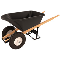 Bon 11-661-B5 Poly Tray Wheelbarrow, Two Knobby Tires, Wood Handle