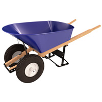 Bon 28-701-B5 Steel Tray Wheelbarrow, 2 Flat Free Tires, Wood Handle