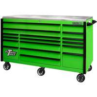 72 Inch EXQ Series Professional Roller Cabinet, Green W/Black Handles EXTEX7217RCQGNBK | ToolDiscounter