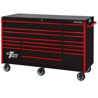 Extreme Tools RX722519RCBKRD-X RX Series 72” 19-Drawer Professional Triple Bank Roller Cabinet