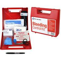 FIRST AID ONLY 91310 Bleeding Control Wall Station Standard Kit, 11 Pieces, Plastic Case, Wall-Mountable