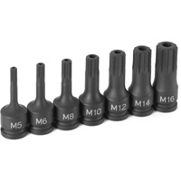 Triple Square Driver Set, Tamper Proof, 3/8 Drive, 7 Pc, Met GRY1207ST | ToolDiscounter