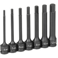 Grey Pneumatic 1247MH Impact Set, Hex, 3/8 Drive, 7 Piece, 4 Inch, Metric