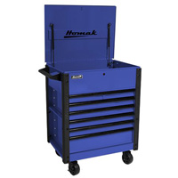 Homak BL06035247 35 Inch 7 Drawer Flip-Top Service Cart, Blue