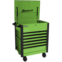 35 Inch 7 Drawer Flip-Top Service Cart, Green HOMLG06035247 | ToolDiscounter