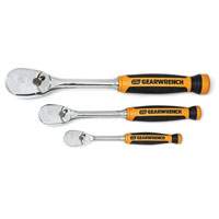 Gearwrench® 3 Pc. 1/4", 3/8" & 1/2" Drive 90-Tooth Dual Material Teardrop Ratchet Set KDT81207T | ToolDiscounter