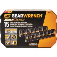 GearWrench KDT-84783 15 Piece 1/4" & 3/8" Drive Bolt Biter Impact Extraction Socket Set