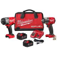 Milwaukee MWK-3010-22 M18 FUEL 1/2" High Torque  & 3/8" Medium Torque Impact Wrenches Automotive Combo Kit