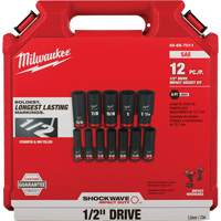 Milwaukee ML49-66-7011 Shockwave Impact Duty 1/2" Drive SAE Deep 6 Point Socket Set
