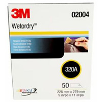 3M 02004 3M Wetordry Abrasive Sheet, 413Q, 02004, 9 in x 11 in (22.86 cm x 27.94), 320, A-weight