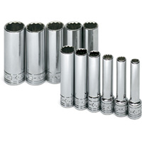 SK Tools 1350 11 Pc 1/4 Drive 12 Point Deep Metric Socket Set