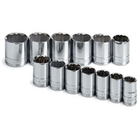 SK Tools 1913 Socket Set, 1/2 Inch, 12 Point, 13 Piece, Metric
