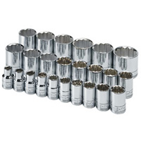 SK Tools 1924 24 Pc. 1/2" DR 12 Pt Standard Metric Chrome Socket Set
