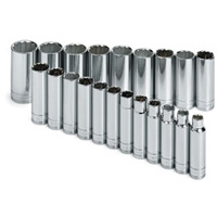 SK Tools 1951 Socket Set, 1/2 Inch, 12 Point, 21 Piece, Metric, Deep